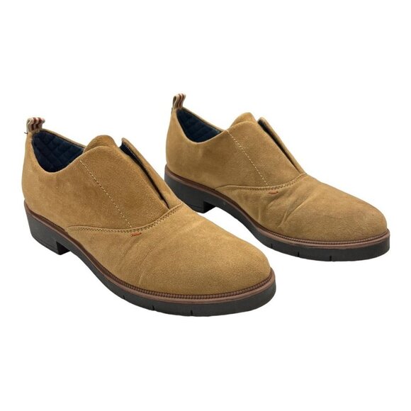 Dr Scholls Womens 9 Glisten Slip On Shoes Tan Brown Comfort Walking Faux Suede - Picture 1 of 8